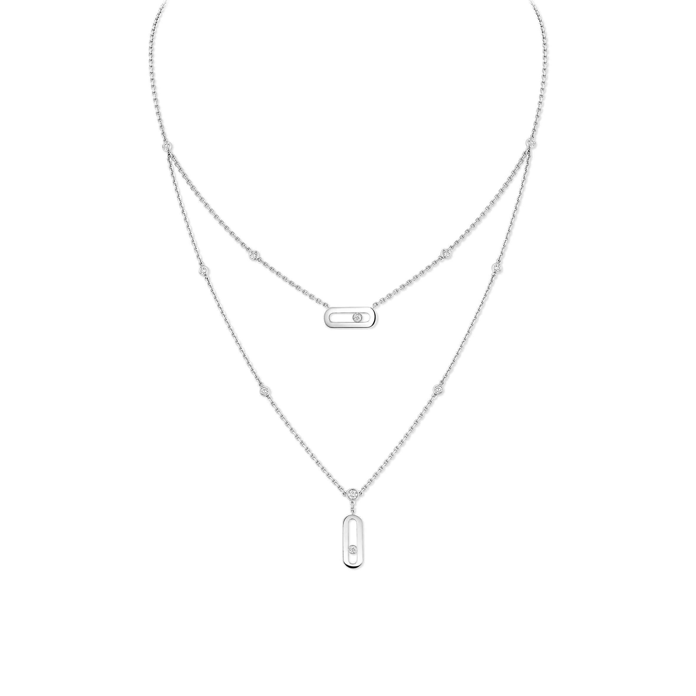 MESSIKA MOVE UNO TWO-ROW NECKLACE WHITE GOLD DIAMOND NECKLACE 08852-WG